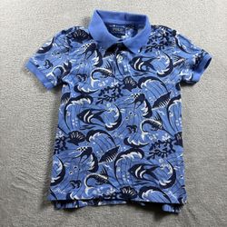Polo Ralph Lauren Shirt Boys Size 5 Blue Reef Print Cotton Fish Marine Sea #2B