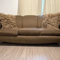 Bassett Furniture 3-Seat Sofa - Classic Brown (two)  Upholstery & Nailhead Trim