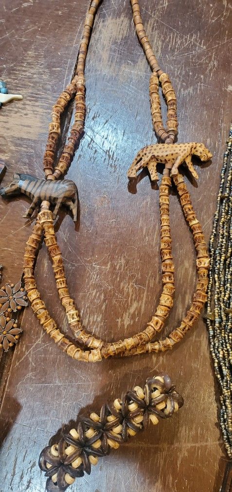 11 SAFARI African wooden glass necklace bracelet for One Price