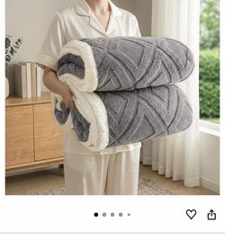 Reversible Sherpa Fleece Blanket for Bed,Dark Grey