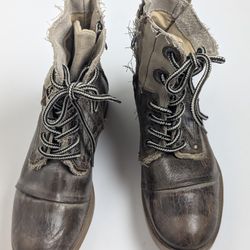 Fortitudo Women’s Distressed Leather Combat Boots Size 8.5