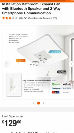Shop ReVent 80 CFM Ceiling Easy Roomside Installation Bathroom Exhaust Fan with Bluetooth Speaker and 2-Way Smartphone Communication