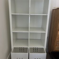Modern White Cube Storage Shelf + Bins – Clean Minimal Look – $150