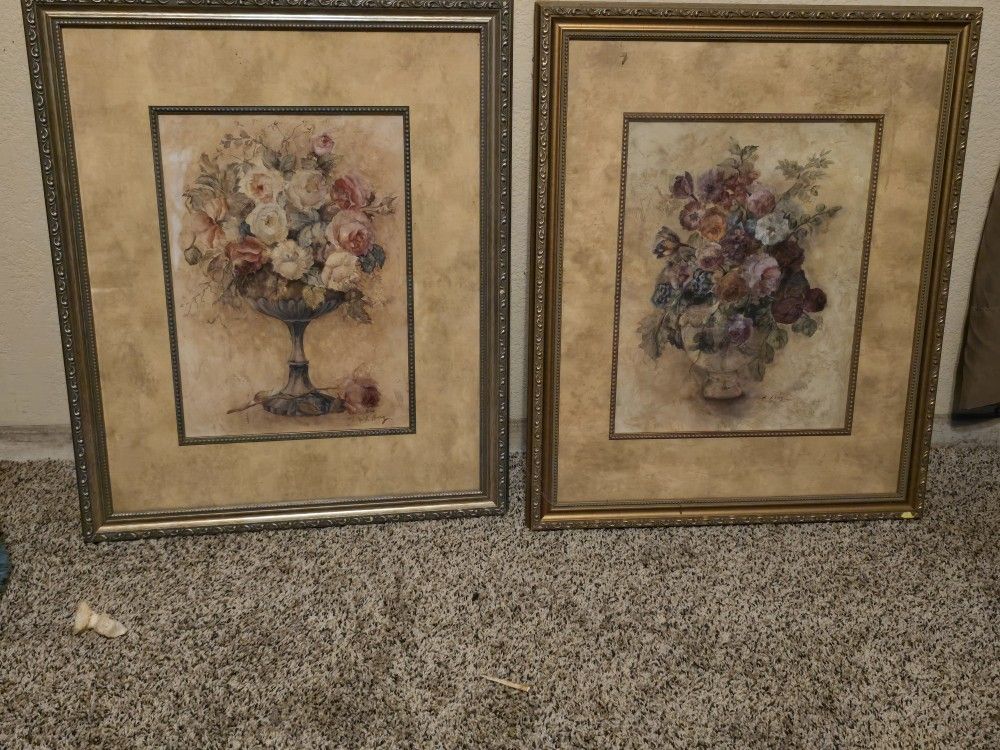 Pair Of Floral Wall Paintings