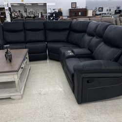 Reclining Black Microfiber Sectional