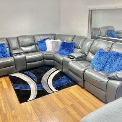 NEW COMFY GRAY RECLINING SECTIONAL SOFA SET ON SALE NOW ONLY $1499! NO CREDIT NEEDED FINANCE AVAILABLE 🤩💰☎️ SAME DAY DELIVERY 🚚 