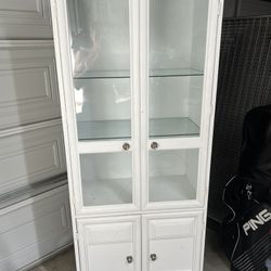 White Glass Display Cabinet w/ Storage - West Hills Pickup
