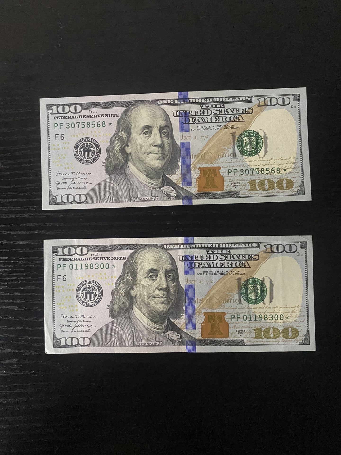 Modern 100 Dollar Bill Star Notes