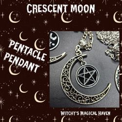 Crescent Moon Pentacle Pendant 