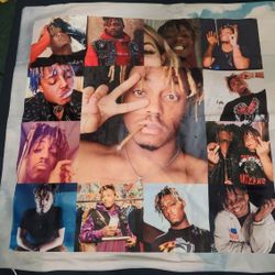NEW JUICE WRLD ZIPPER PILLOW COVER MEASURES 19X19  FLAT. FEATURES HIS PICS AND LEGENDS NEVER DIE LYRICS ON THE BACK FOR $20