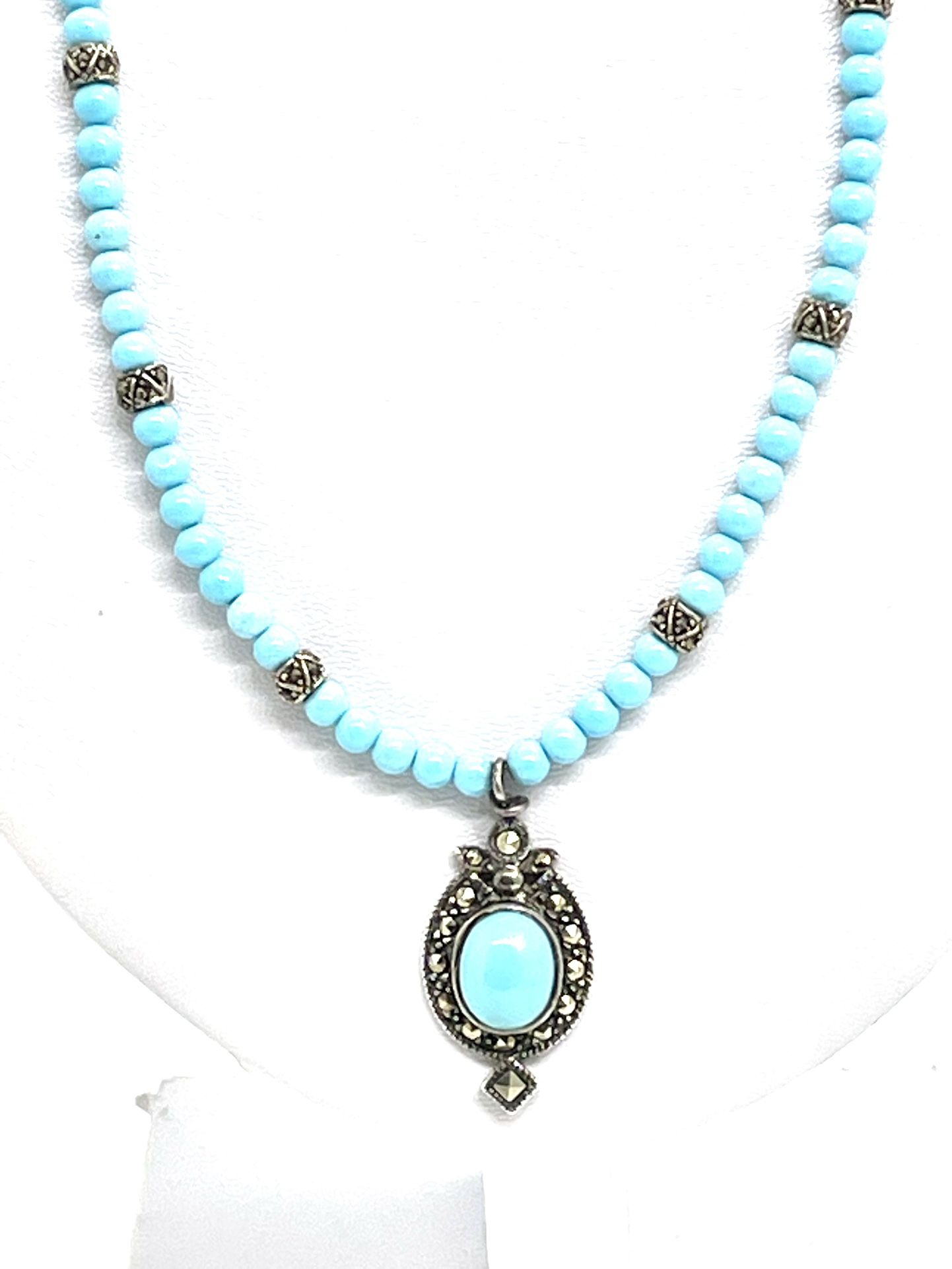 Sterling Marcasite Turquoise Necklace