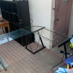 Glass Top L Shaped Corner Desk