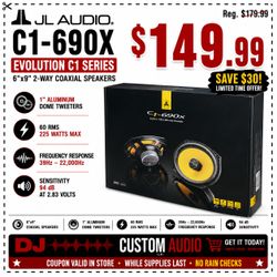 Evolution C1 Car Speakers 6x9 Inch 2-Way Coaxial Speaker System 225 Watt JL Audio C1-690X 🚨 Payment Options Available 🚨