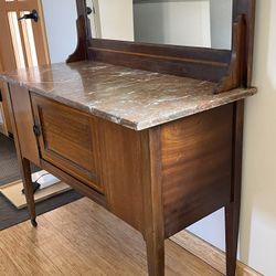 Antique Small Sideboard With Mirror