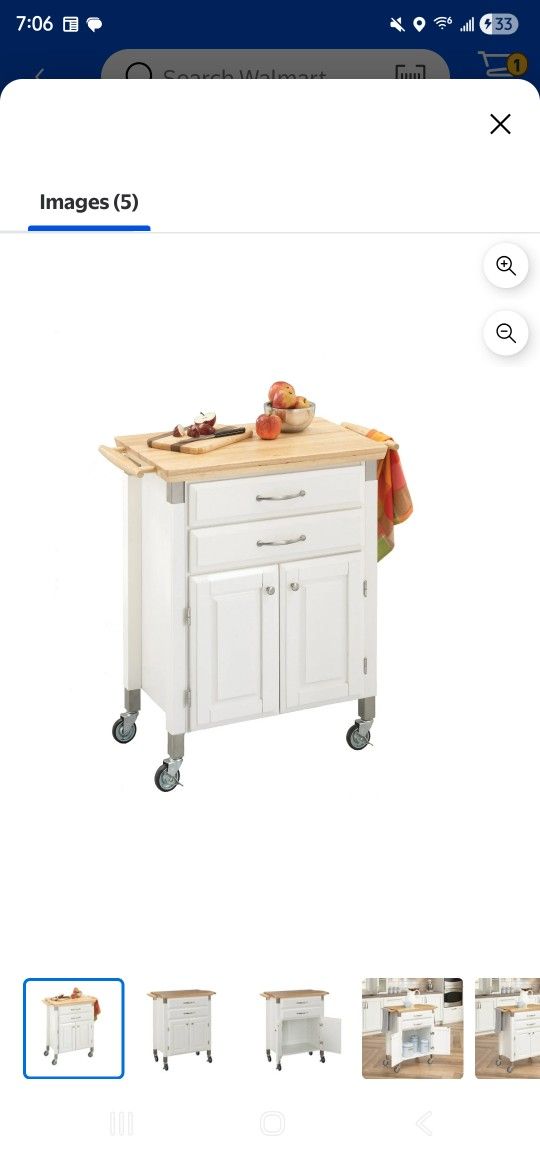 homestyles Dolly Madison Off-White Kitchen Cart