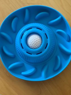 Blue Silicone Interactive Slow Feeder 10" X 2" Dog Bowl suction bottom New