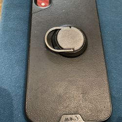 Black Leather Mous iPhone XR case with ring/stand - still in amazing condition