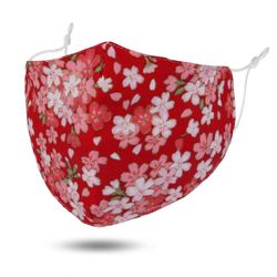 Red w/Flowers Fun theme for face cotton/washable/reusable.