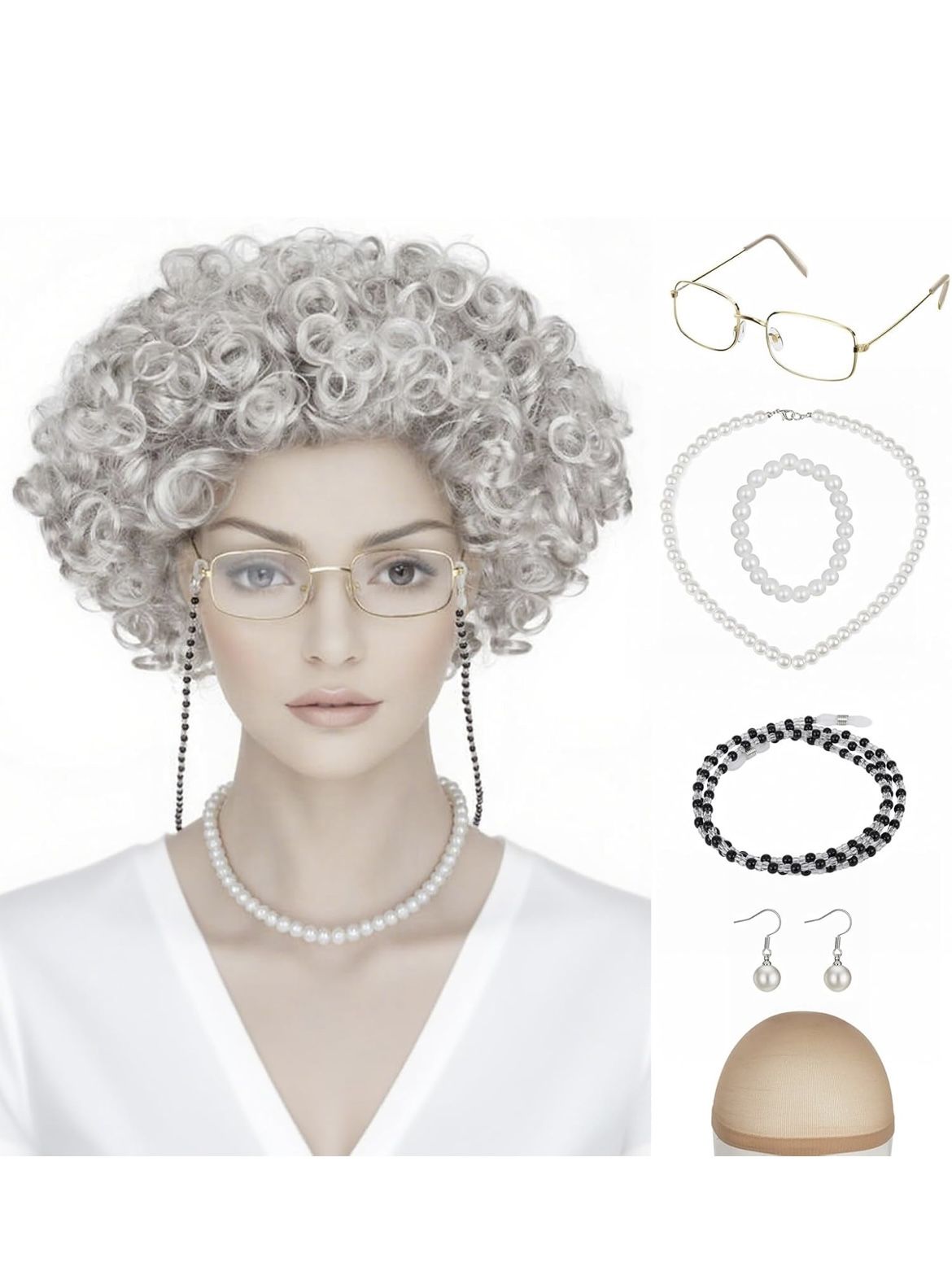 Brand New! Old Lady Wig Set