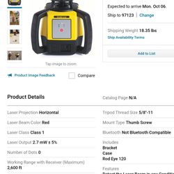 Leica Rugby rotary Laser Kit 2600ft Range W/Reciever,red Beam Horizontal +3/32 In @100ft