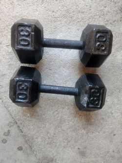 Set of 30Lb Hex Dumbells