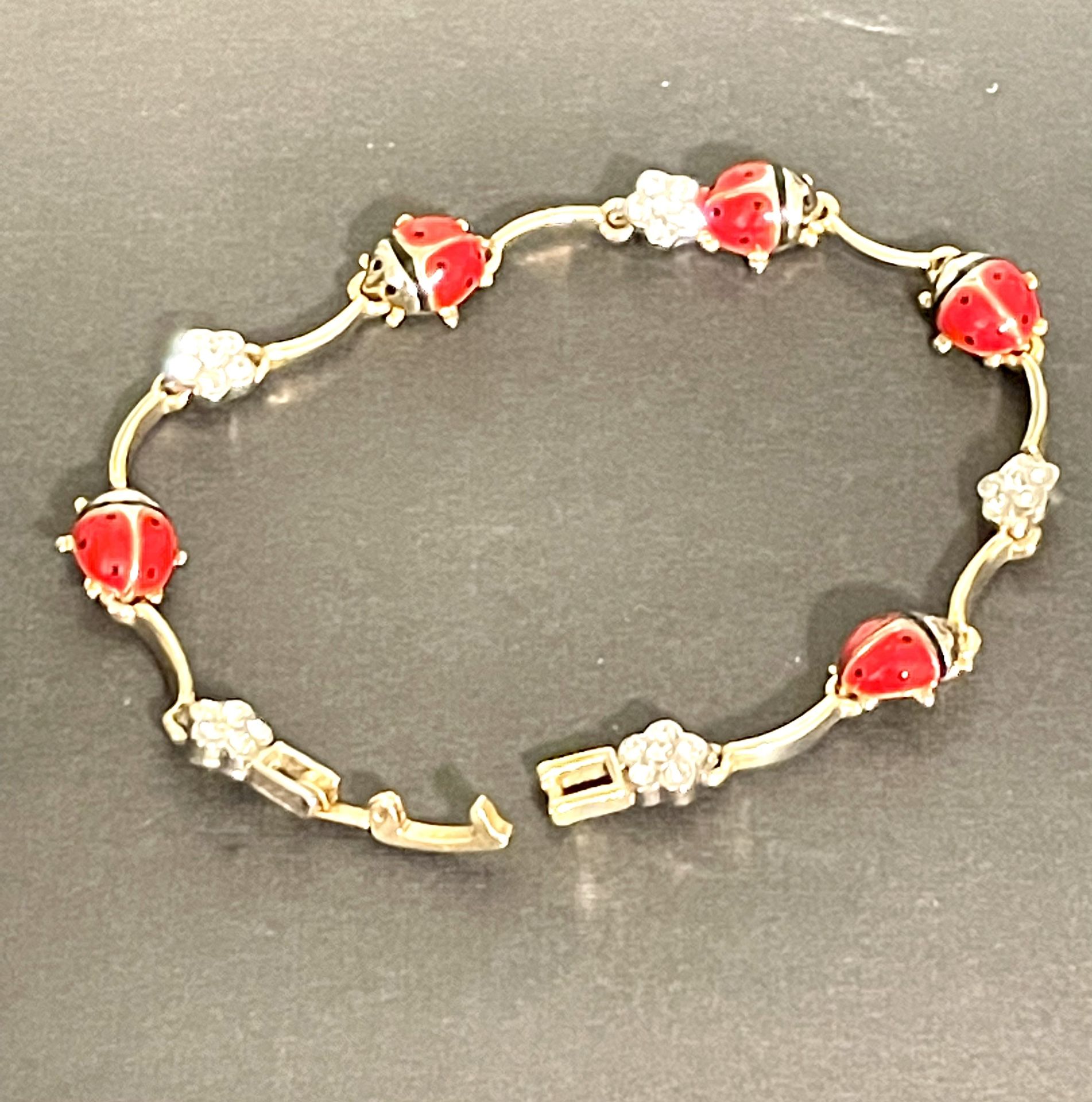 Sweet Crystal Ladybug Bracelet 7.5”