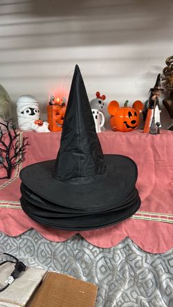 8 Black Halloween Witch Hat ready to hang