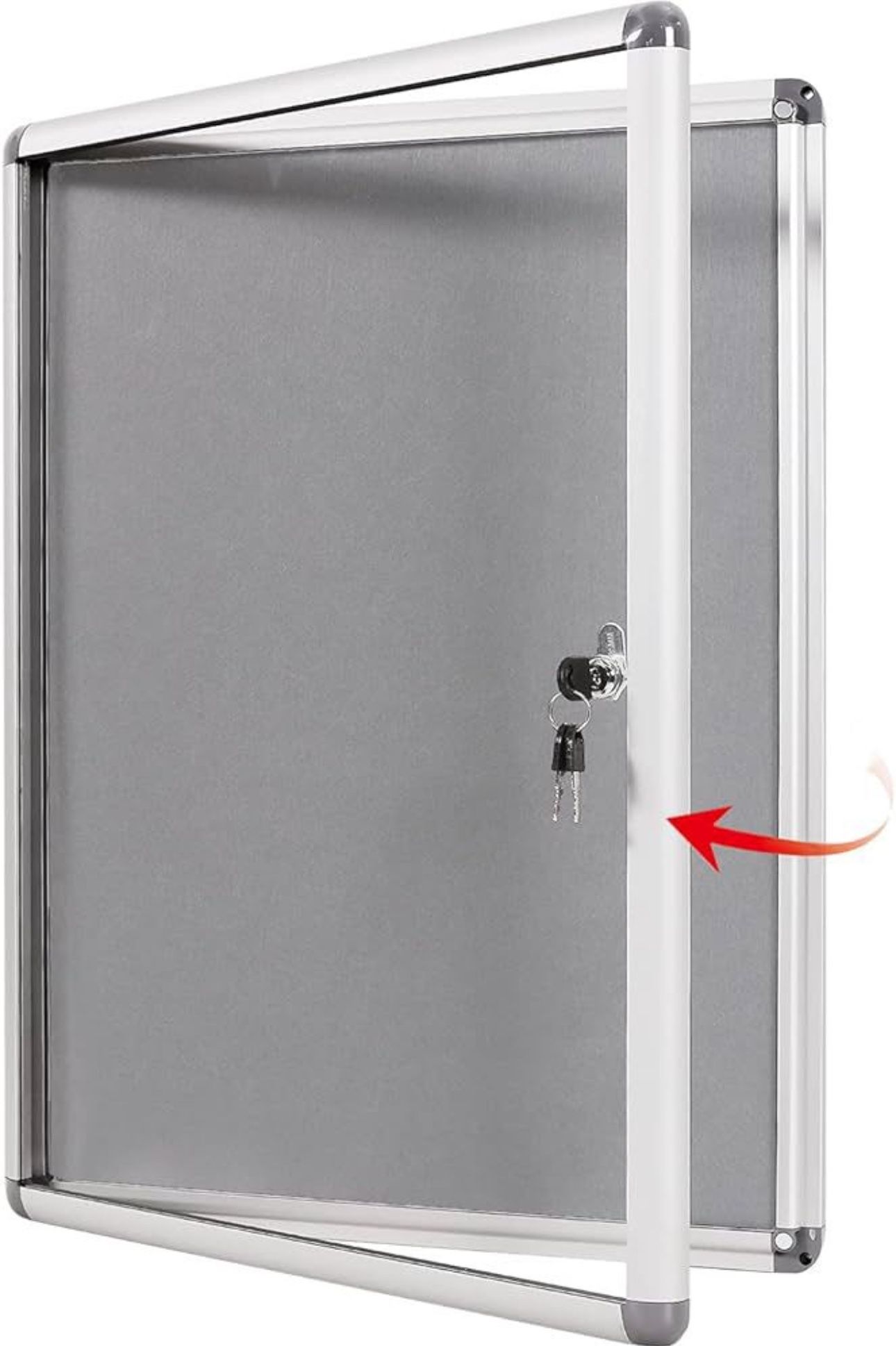 Swansea Enclosed Bulletin Board Lockable Noticeboard Case with Aluminium Frame,Grey Felt, 20x16inch (2xA4) Brand new still in the box)763)