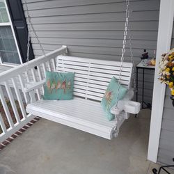 2-Seater Wooden Porch Swing White - PSX0013WU