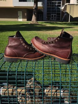 Red wing brown leather work boots