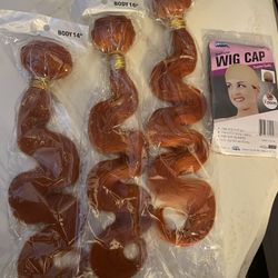 Orange Body Wave Brazilian Remy Hair Bundles 14”,16”,18”