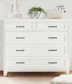Pottery Barn Hampton Simply White 5-Drawer Dresser (42w x 21d") LIKE NEW!!