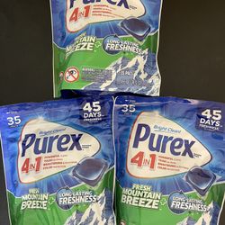 3pack One Pack Of Purex 4-in-1 Laundry Detergent, Mountain Breeze, 35Pacs  1.00 LB