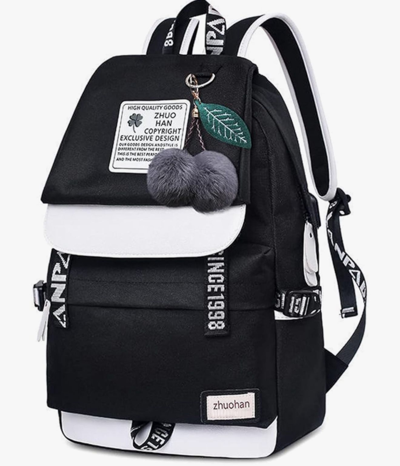 Black Backpack Canvas Water Resistant