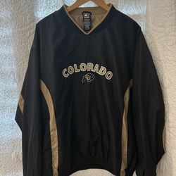 VTG NWOT 90s STARTER COLORADO BUFFALOES BLACK/GOLD WINDBREAKER LONG SLEEVE SZ XL