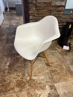Midcentury modern white arm chairs