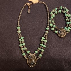 16” Beaded Necklace Set With Matching Stretch Bracelet