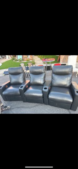 3 Movie/Game Room recliners that connect or separate.