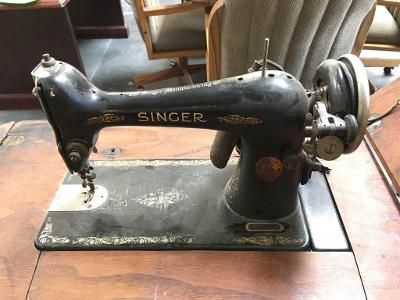 Vintage Black Sewing Machine with hideaway table