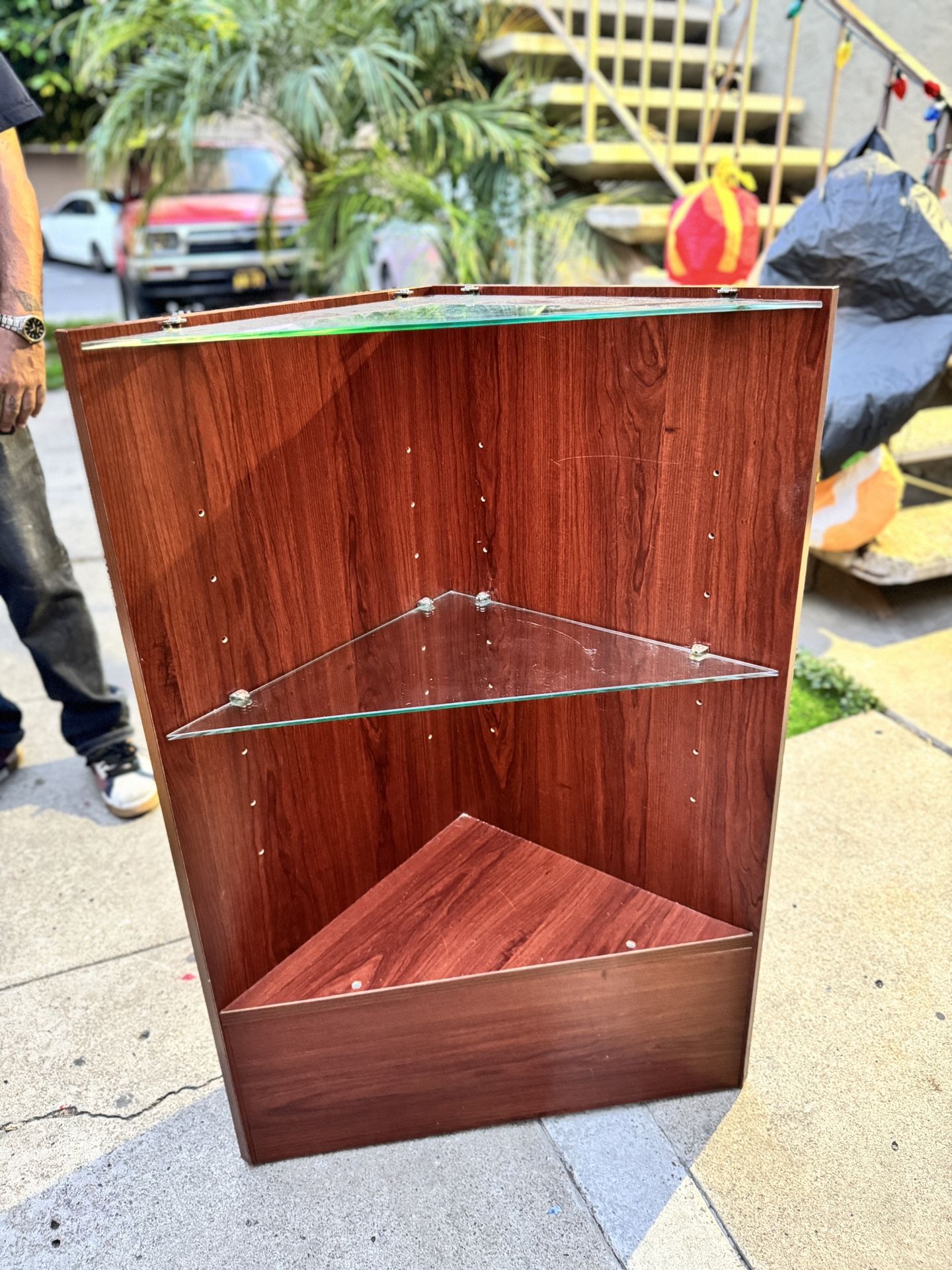 Corner Shelf - Glass / Wood