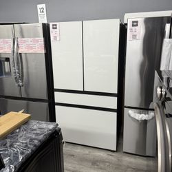 Samsung - Bespoke 29 Cu Ft 4-Door French Door Refrigerator In White Glass With Beverage Center 💟