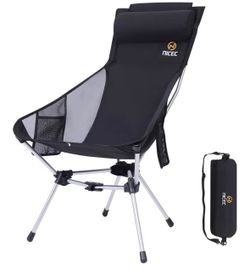 Nice C Ultralight High Back Folding Camping Chair, Collapsible Backpacking Chair, Compact & Heavy Duty Outdoor, Travel, Picnic, Festival with 2 Side P