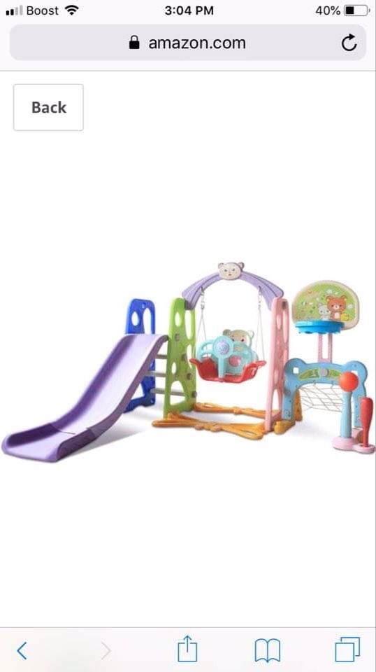 6 In 1 kids slide and swing Set, indoors outdoors playground Toy With Baseball activity Center set In Backyard toddler Climber 1-3 Years Old