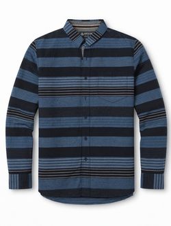 The Nautica Men's Blue & Gray Striped Button-Down Shirt is a stylish and versatile addition to any casual wardrobe. This woven shirt features a classi
