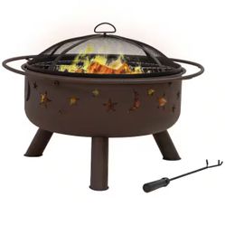 Cosmic 30 in. x 20 in Fire Pit with Cooking Grill 
