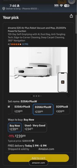 Dreame D20 Robot Vacuum and Mop combo