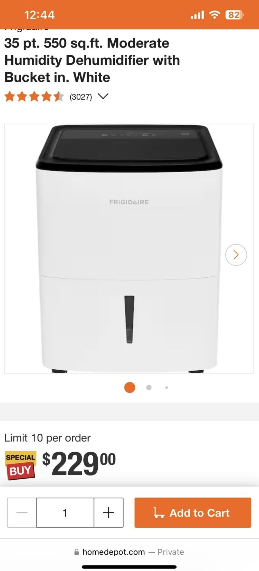 Frigidaire Dehumidifier