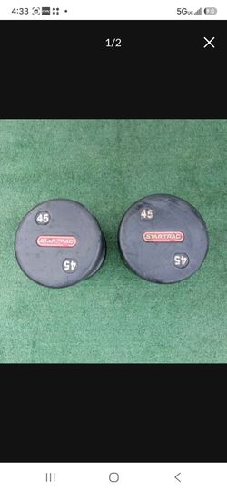 2x 45lbs Star Trac Professional Bumper Dumbell Weights 90lbs Total