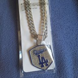 Dodgers Rhinestone Pendant Necklace