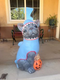 2.5 Ft Gray Frenchie in Shark Costume Halloween Resin Mold